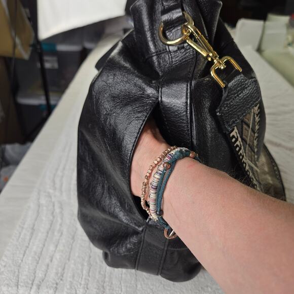 Cole Haan Stagedoor Studio hobo tote leather drawstring bag large black - Picture 8 of 17